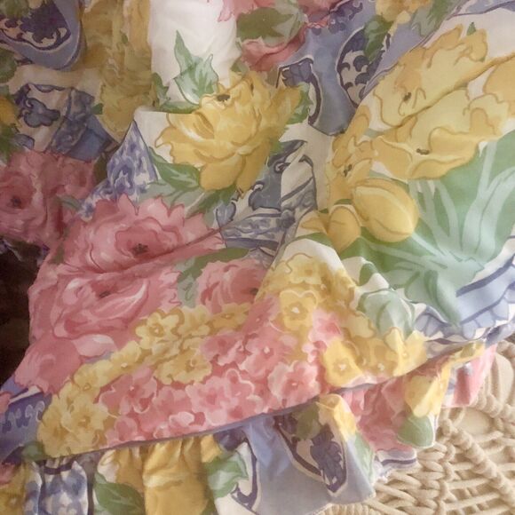 Lady Pepperell Vintage Twin Comforter Blue Ginger Jar Reversible Ruffled Rare - Picture 6 of 9